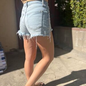 Abercrombie High-Rise “The Mom Short” - Light Blue  Denim Shorts